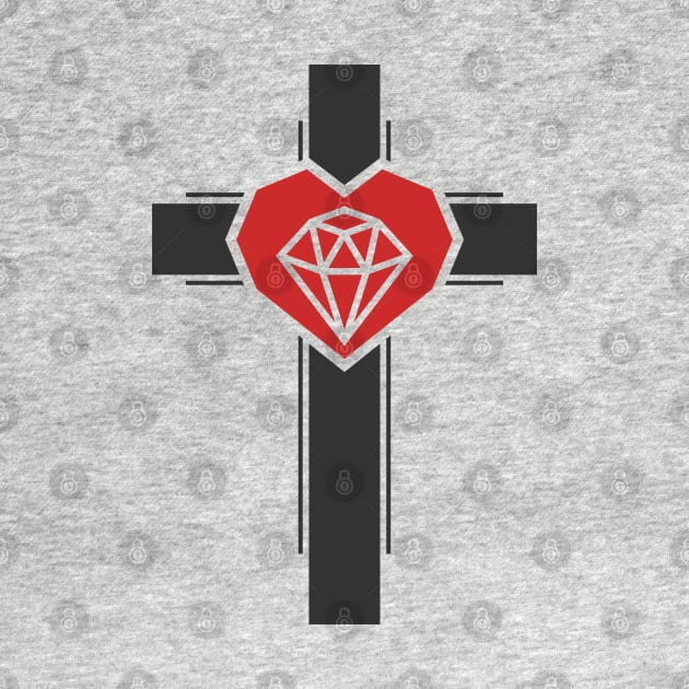 Diamonds inside the heart on the cross by Reformer